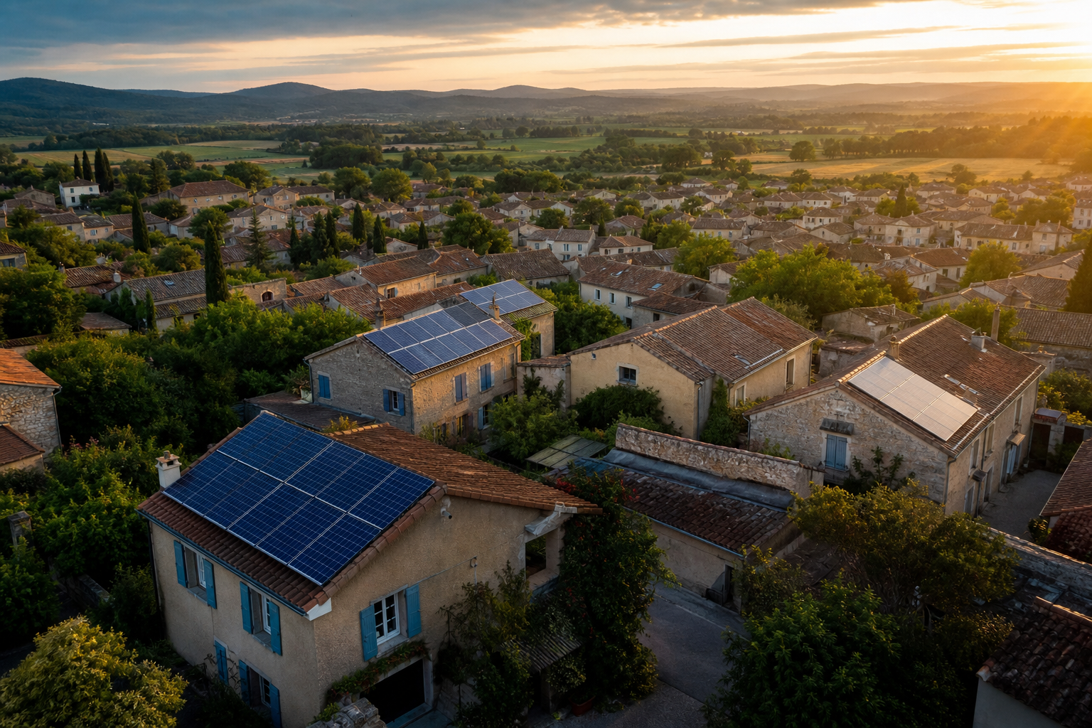 Toits équipés de panneaux solaires en France